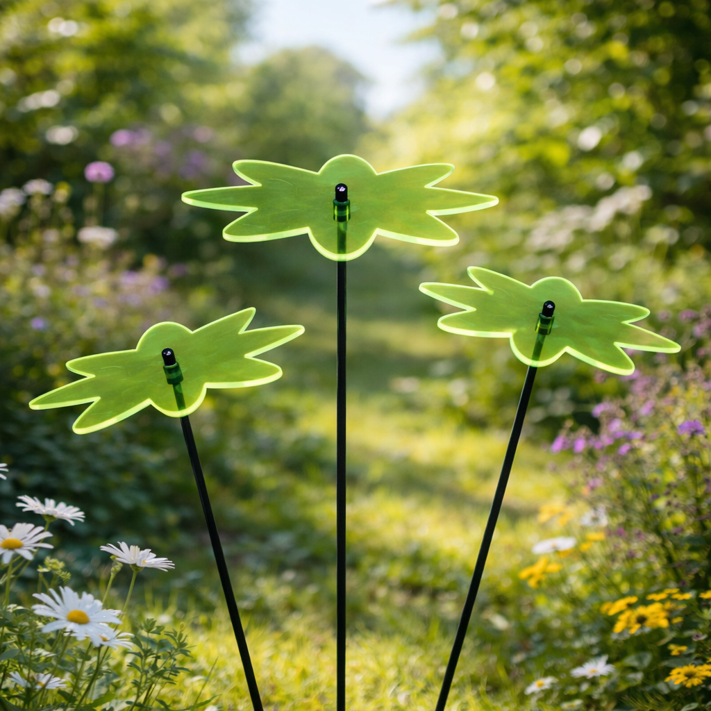 3 Schöne Sonnenfänger Blumen in Grün im Sommer